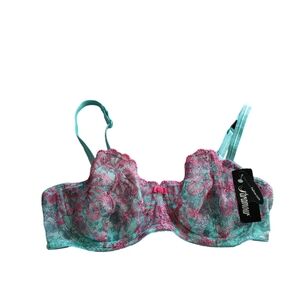 paramour by felina ellie unlined demi bra floral embroidery size 38C nwt